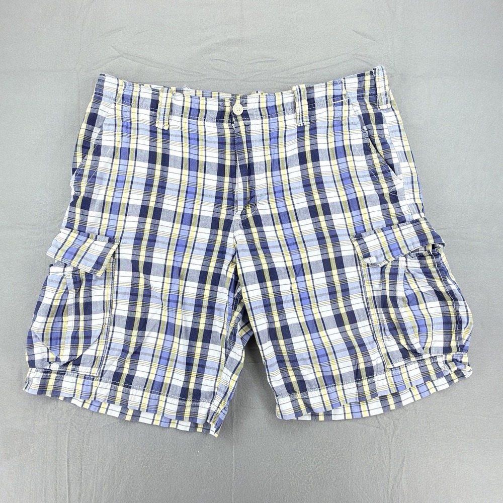 Polo Jeans Co Ralph Lauren‎ Shorts Mens 38 Actual 40 Plaid Cargo Pockets Casual